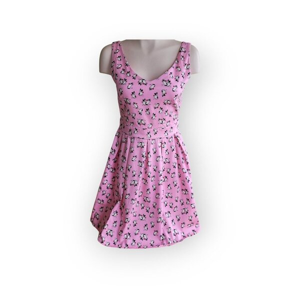 ModCloth Ixia sleeveless pink retro French Bulldog printed summer dress size XS - Picture 6 of 13